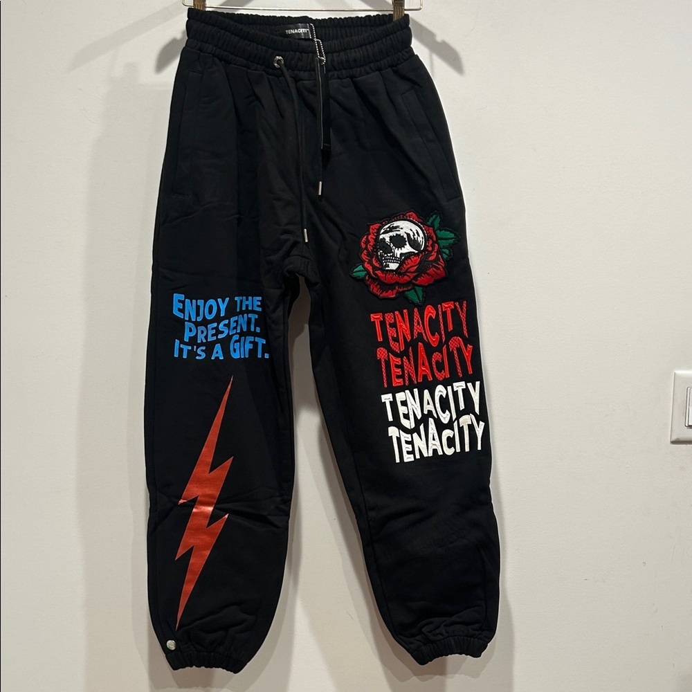 Tenacity streetwear Black Graphic Sweatpants unisex adult size xs new